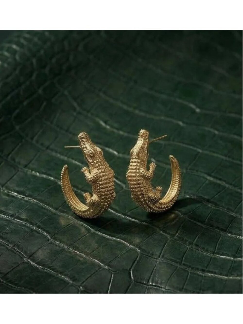 Zara Alligator Hoop Earrings Crocodile Gold Gothic Boho Steampunk Retro Stud
